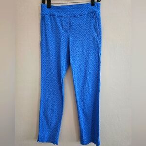 Margaret M Slimming Pant Sylvie Printed Straight Leg Cobalt Blue Size Medium